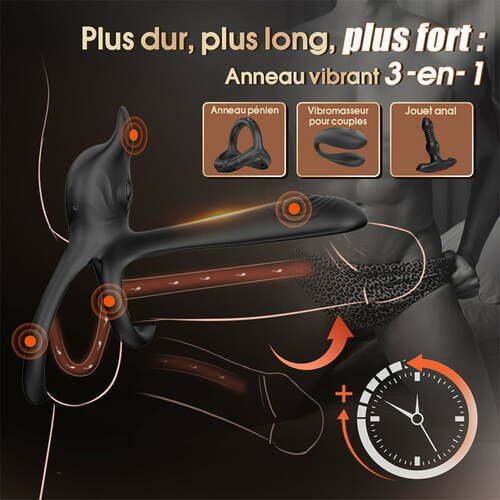 3 Grégori-Vibrateur à anneau pénien 3 en 1